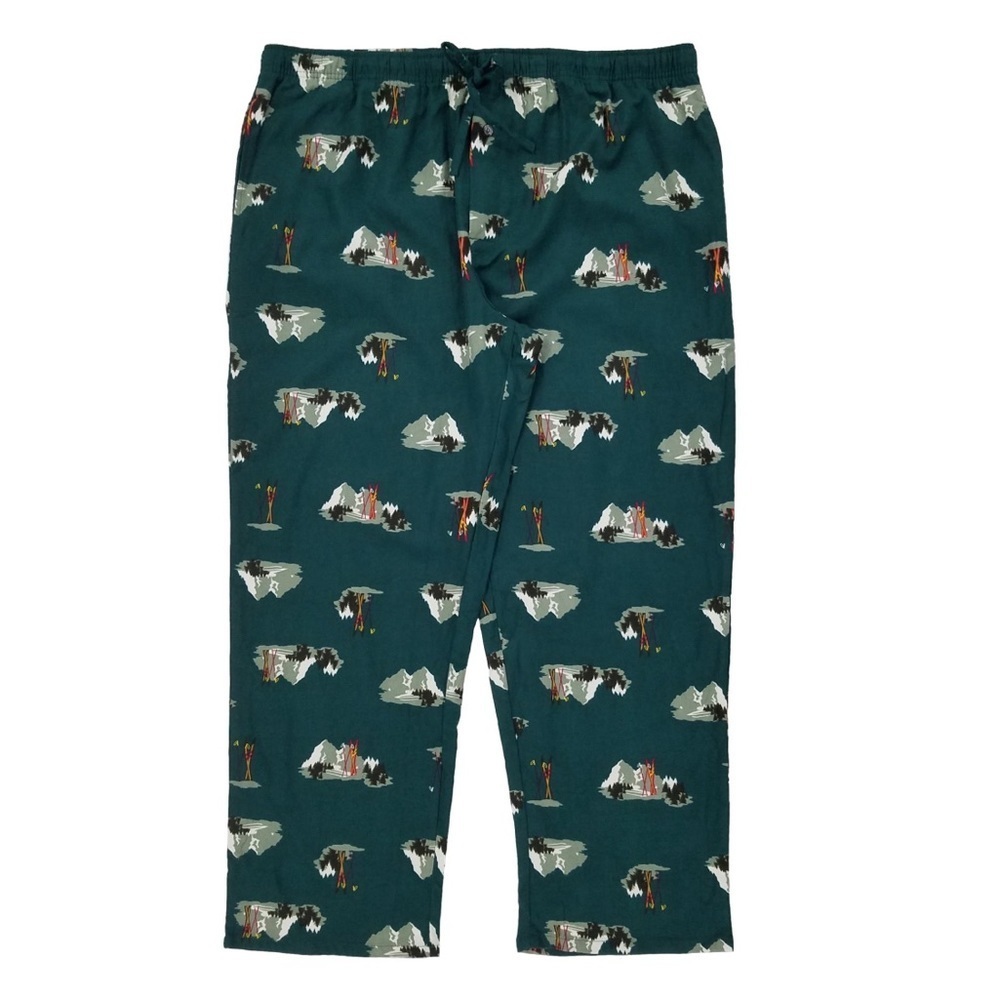 NWT St.Johns Bay Mens Green Skiers Flannel Sleep Pants Pajama Bottoms Size Small